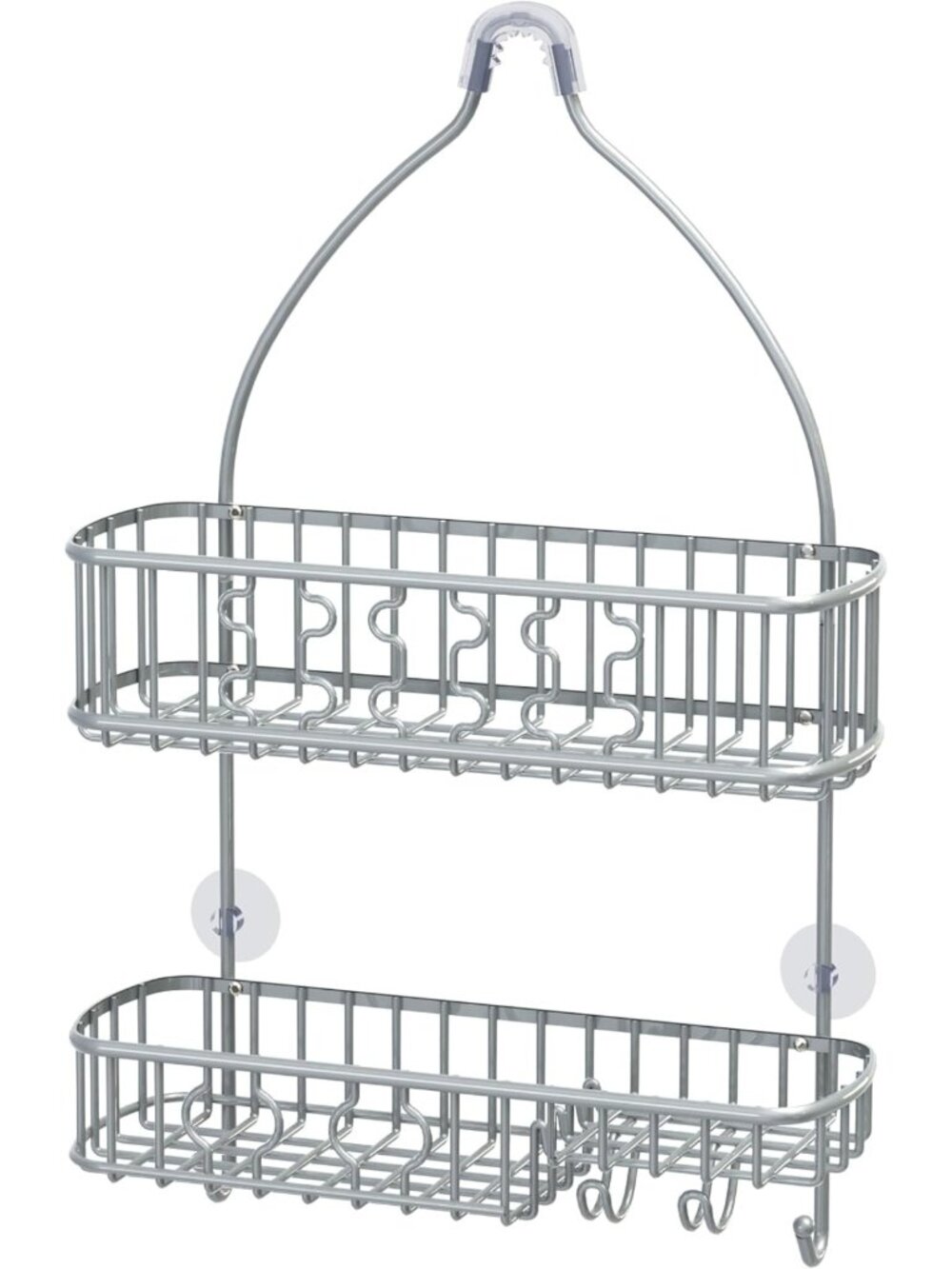Stylish Bathroom Shower Head Caddy Organizer - Space-Saving Silver Storage